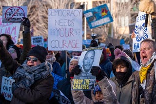 Anti-ICE Protesters march through Minneapolis Friday